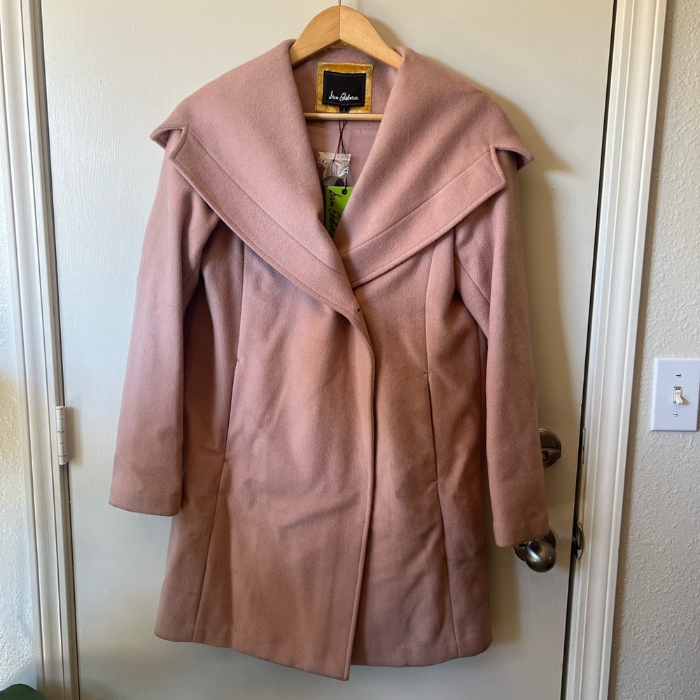 NWT Sam Edelman Wool Shawl Collar Hooded Coat in Blush